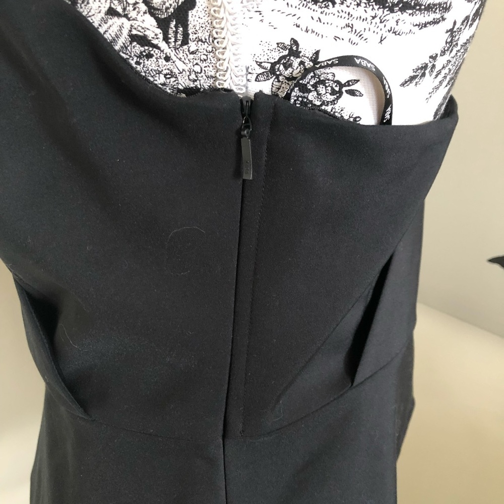 SABA Matte Black One Shoulder Top Glam Peplum Cotton Fit&Flare Lined Size 12 NWT - Picture 13 of 16